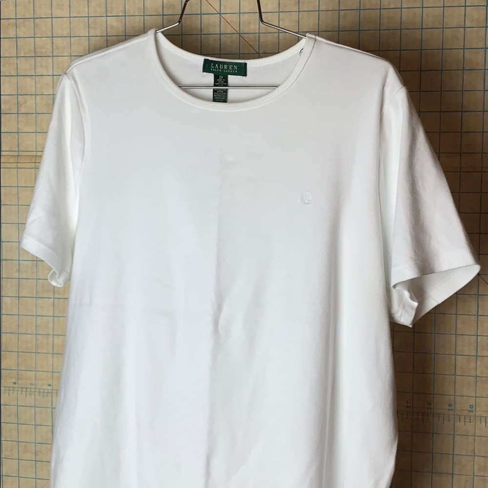 White Lauren Ralph Lauren 2X Cotton Knit T-shirt